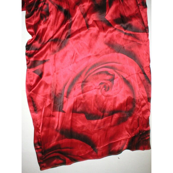 NWT New Designer Josie Natori M Caftan Night Gown Womens Silk Red Black Roses - Picture 7 of 7